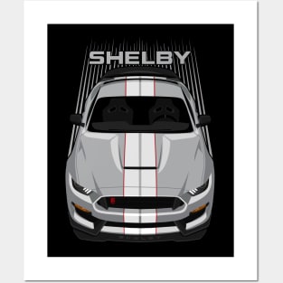 Ford Mustang Shelby GT350R 2015 - 2020 - Avalanche Grey - White Stripes Posters and Art